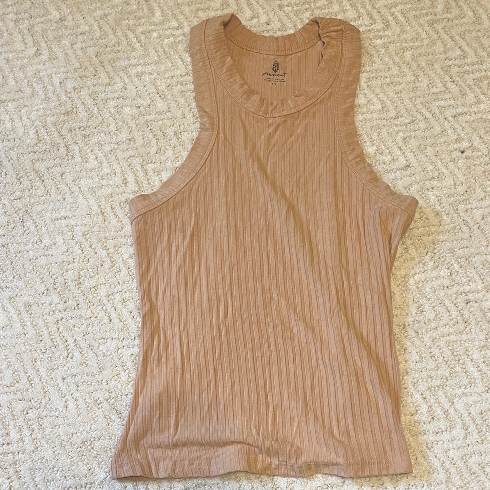 Tan Sleeveless Ribbed Top